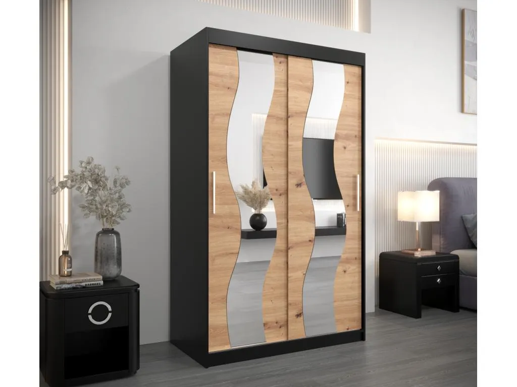 Armario Francomuebleses de puertas correderas 200/120/62 2 puertas (negro/artisan)