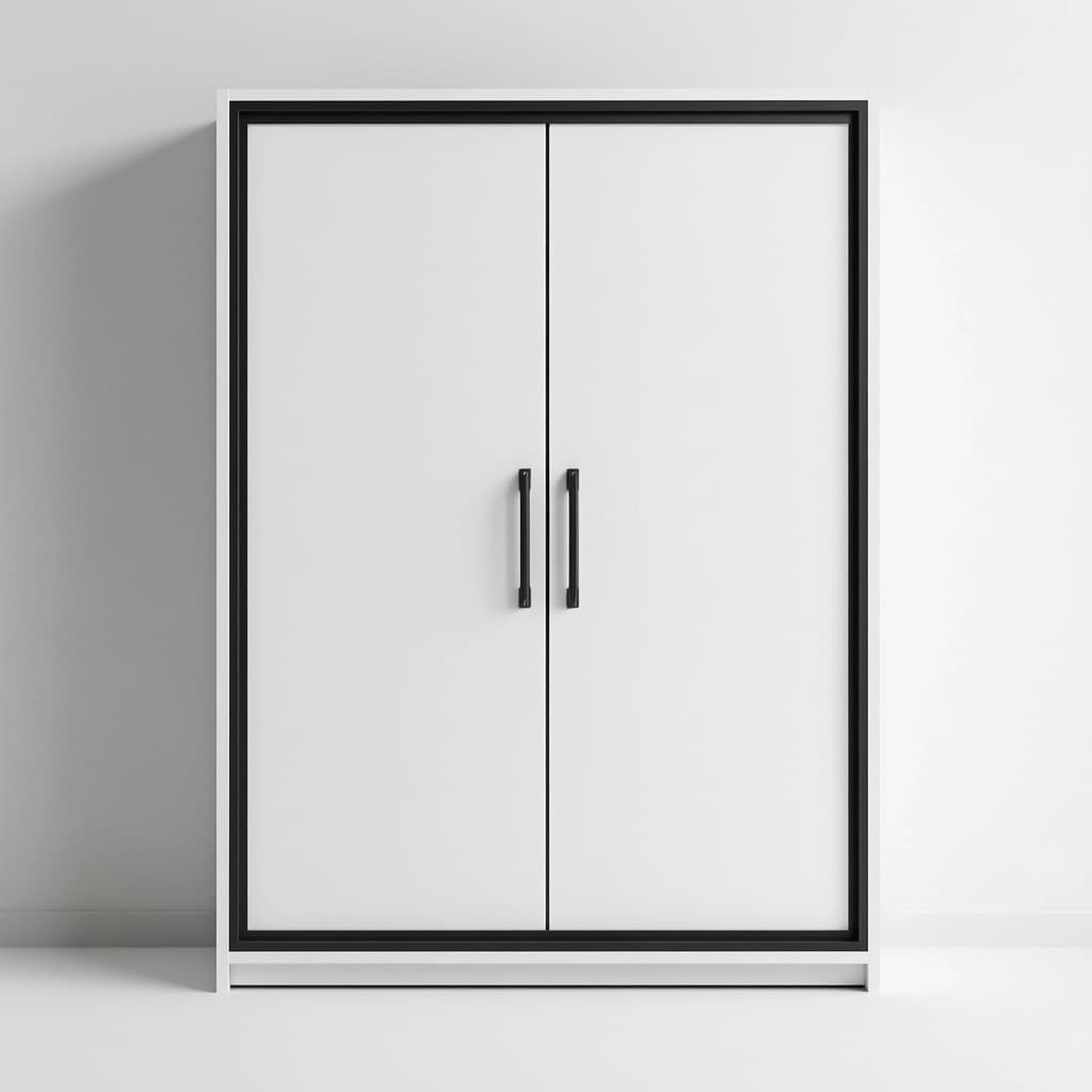 Armario de dormitorio moderno blanco y negro de madera con puertas dobles y gran capacidad de almacenamiento 180x200 cm