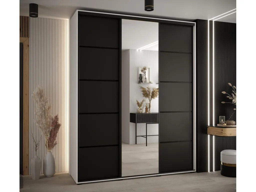 ARMARIO Micasacool 5 DE PUERTAS CORREDERAS 235.2/190/60 3 puertas (Blanco/Negro/Negro)