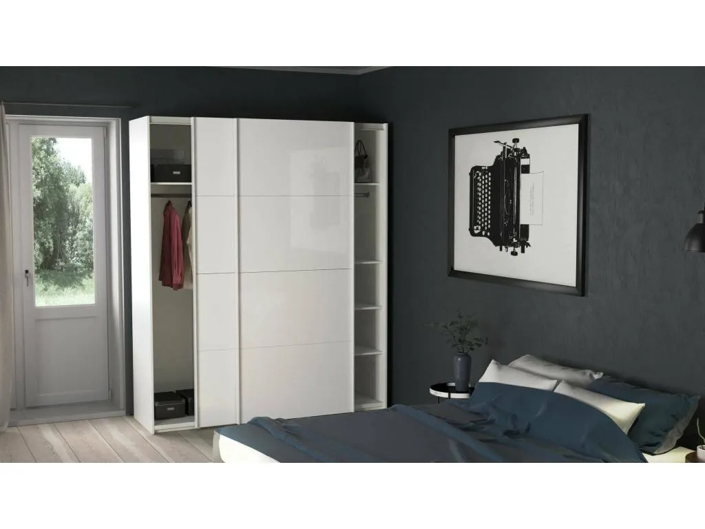 Armario 2 puertas Casabellaes Muebles de dormitorio Vestidor Armario de ropa 182x62 h220 cm Blanco 93891TPSN
