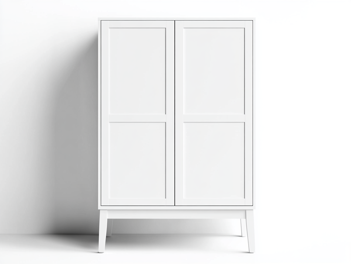 Armario blanco moderno de dos puertas para salón o recibidor IM1006042