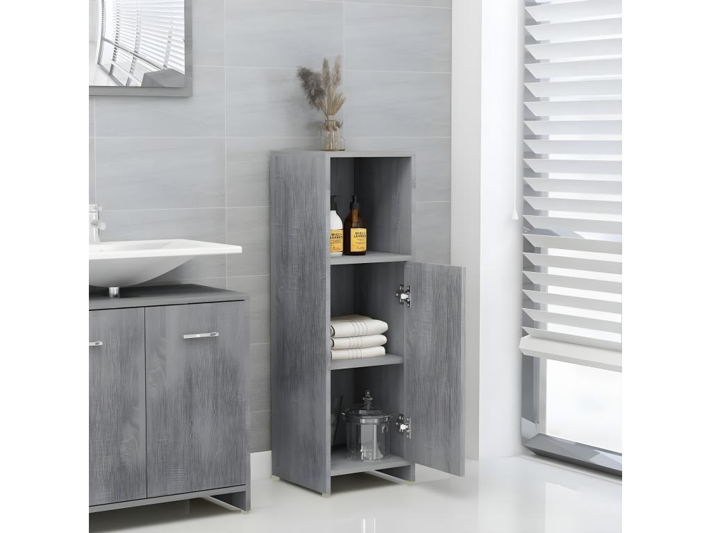 Armario de baño Decopractico contrachapada gris Decopractico 30x30x95 cm 03186TIGX