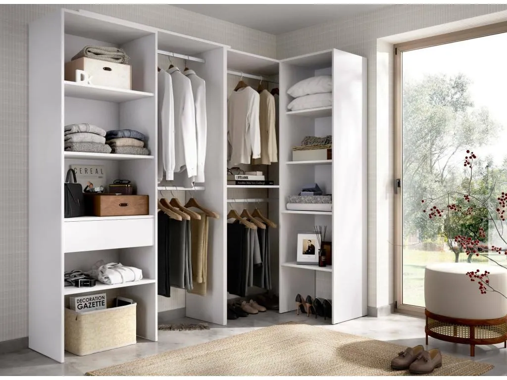 Gran Armario Habitarluz Muebles de dormitorio Vestidor Armario de ropa 248x79 h187 cm Blanco JZNN56990