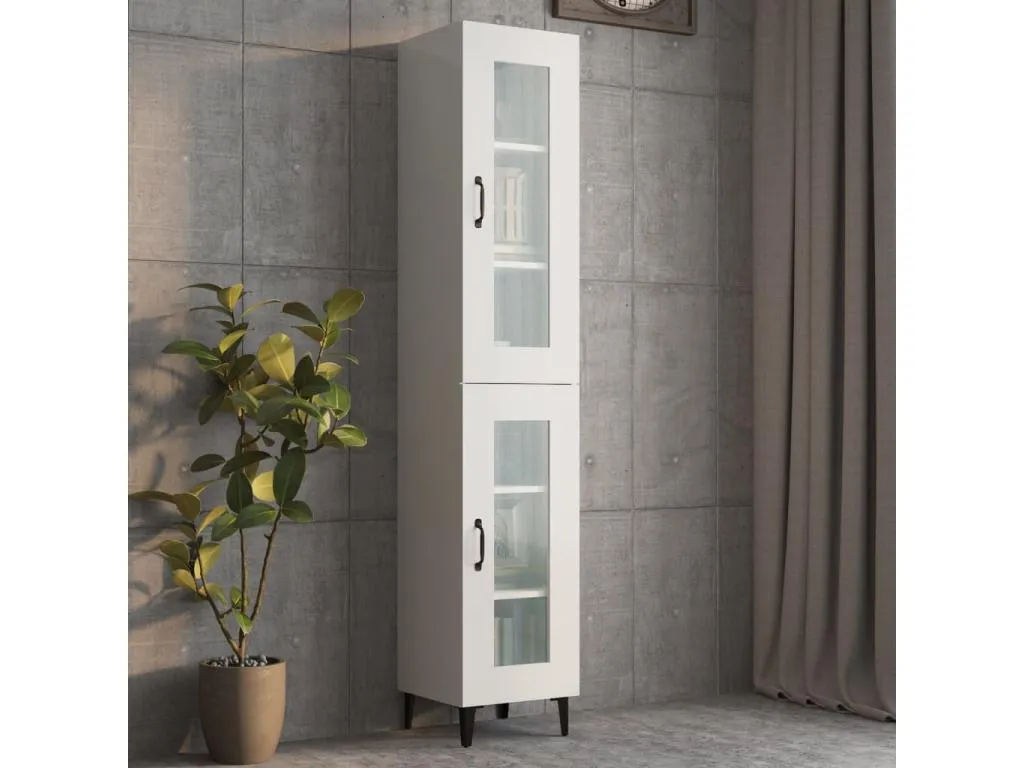 Armario de pared colgante blanco brillante 34.5x34x90 cm 82887ECIG