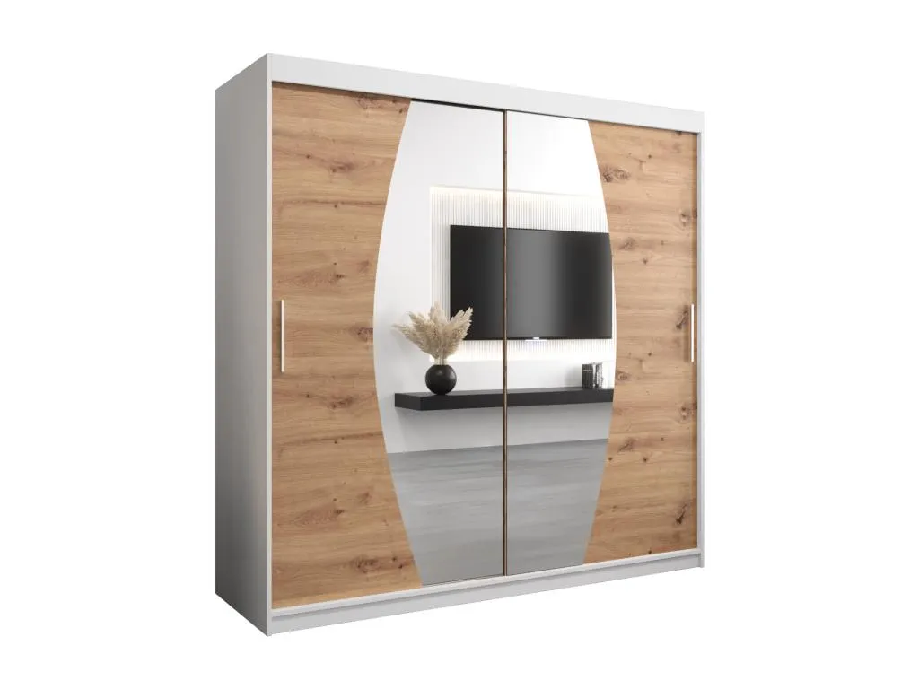 Armario Micasacool de puertas correderas 200/200/62 2 puertas (blanco/artisan)