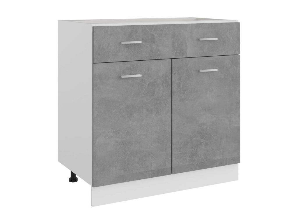 Armario bajo cajón madera ingeniería gris hormigón 80x46x81 - 5cm