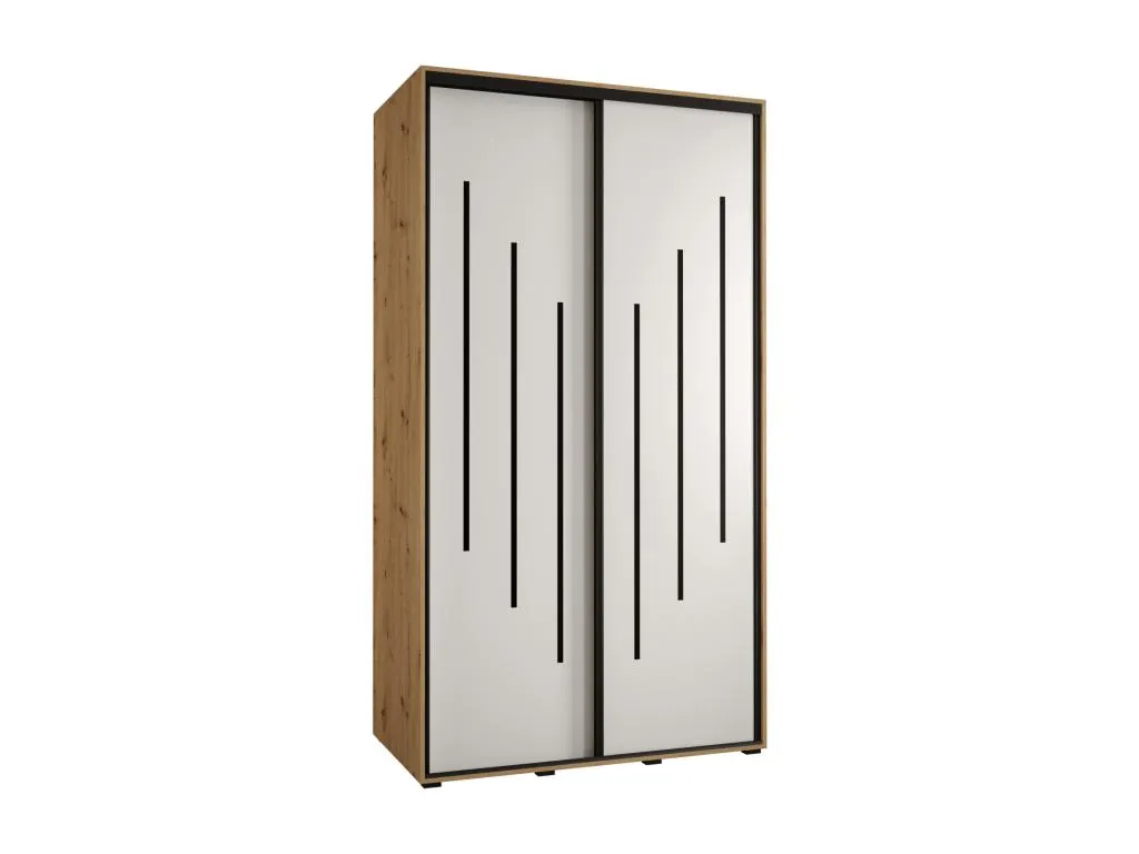 Armario Vivirsingular con ocho puertas correderas dimensiones 235.2/130/60 cm en combinación Artisan/Blanco/Negro yrav94977