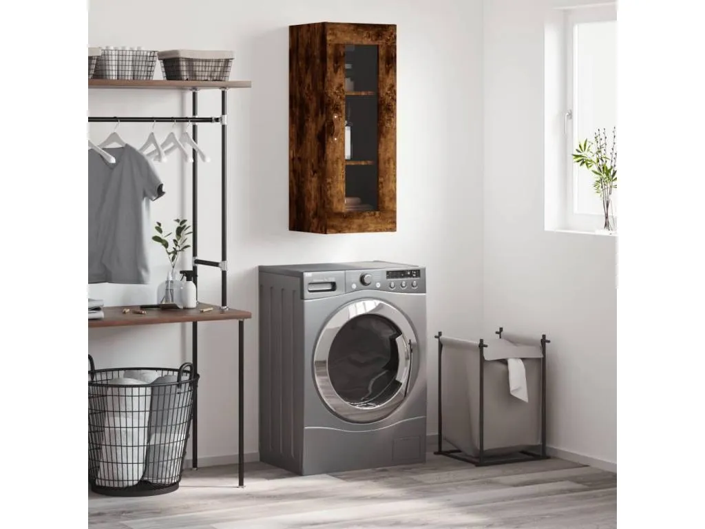Armario de pared Lluesmahome ahumado 34.5x34x90 cm KWAW58985