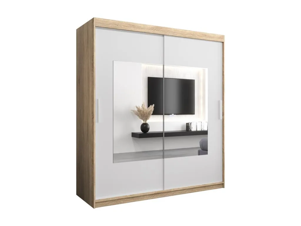 Armario Lluesmahome de puertas correderas de 200/180/62 cm con dos puertas (roble/blanco)  OT9223107