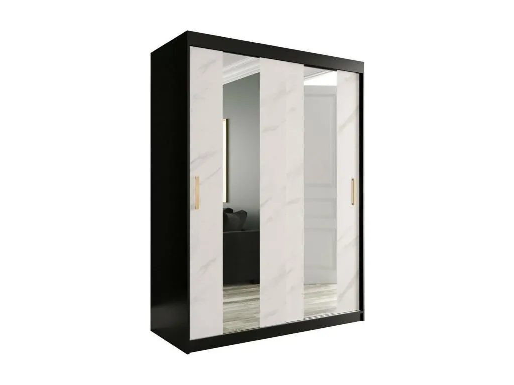 Armario Patriciabaezcasa 242 Mármol blanco | Negro mate 200x150x62cm Número de estantes - 4.00