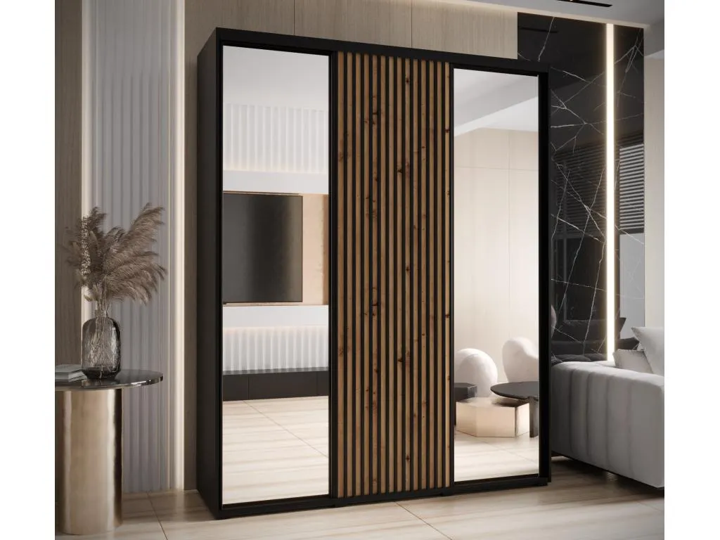 ARMARIO Andreuworldcasa 2 DE PUERTAS CORREDERAS 235.2/200/60 3 puertas (negro/artisan)