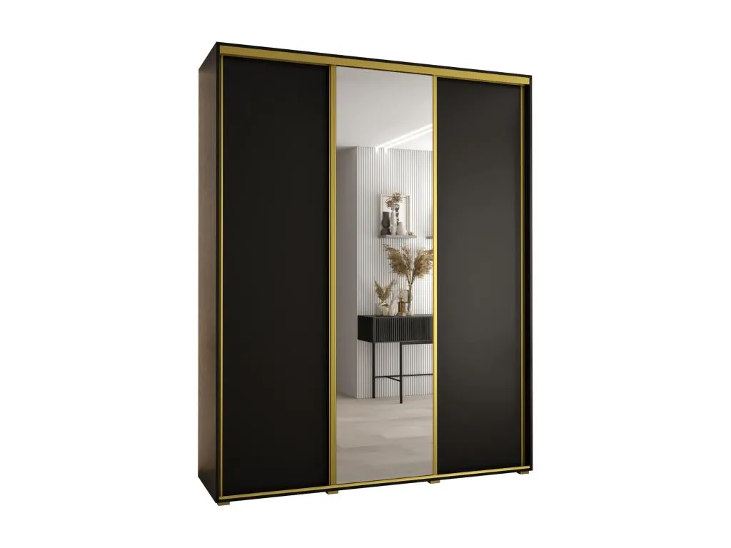 ARMARIO Homepleno 3 DE PUERTAS CORREDERAS 235.2/190/60 3 puertas (Negro/Negro/Oro) gmin65654