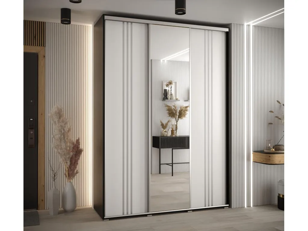 ARMARIO Boverdeco 7 DE PUERTAS CORREDERAS 235.2/180/45 3 puertas (Negro/Blanco/Plata)