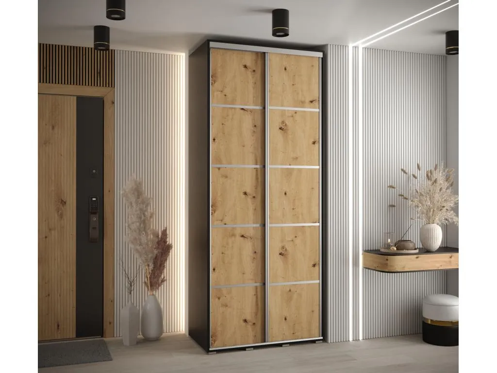ARMARIO Mueblestop 4 DE PUERTAS CORREDERAS 235.2/110/60 2 puertas (Negro/Artisan/Plata) KZKI92018