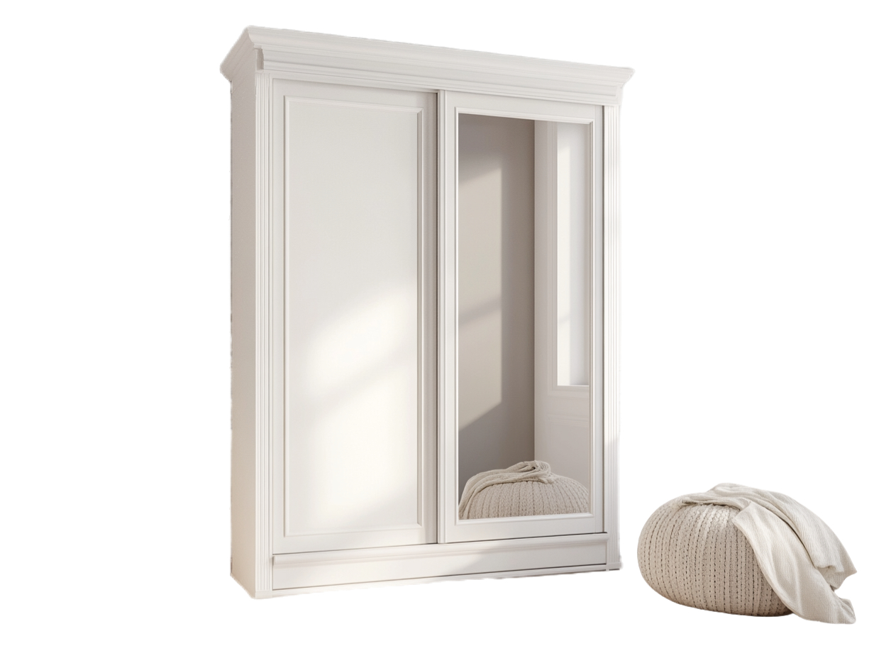 Armario ropero blanco de 2 puertas correderas con espejo, ideal para dormitorio o vestidor CA8805458