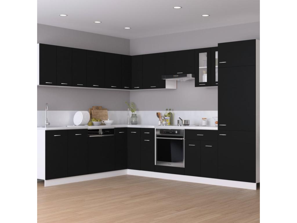 Armario colgante de cocina madera ingeniería negra 60x31x60 cm