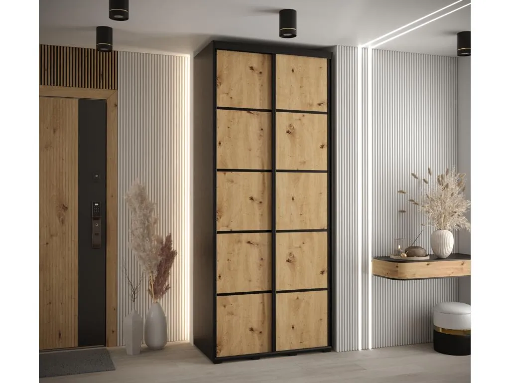 ARMARIO Hogarmini 4 DE PUERTAS CORREDERAS 235.2/100/60 2 puertas (Negro/Artisan/Negro) 80487kfbl