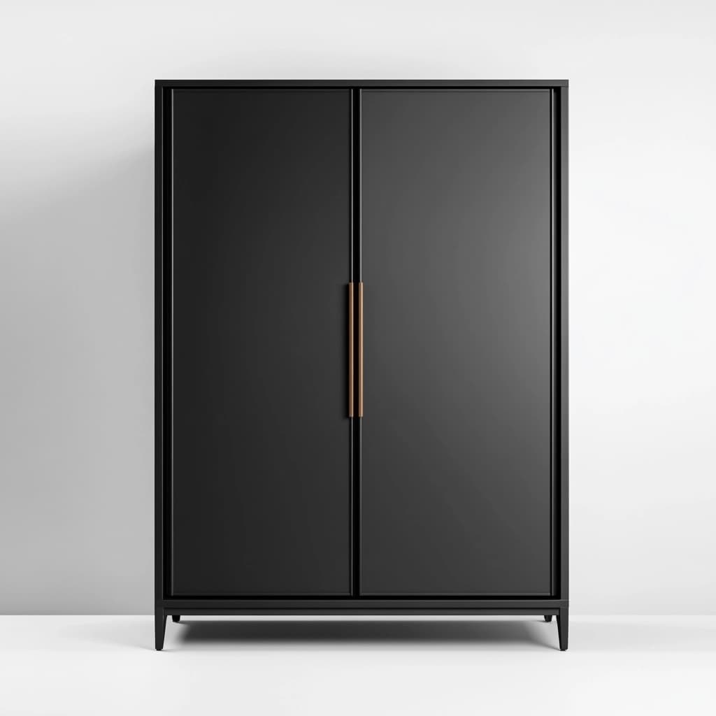 Armario moderno para dormitorio de madera negro con puertas dobles y tirador metálico funcional y espacioso 180x120x55 cm mueble de almacenamiento