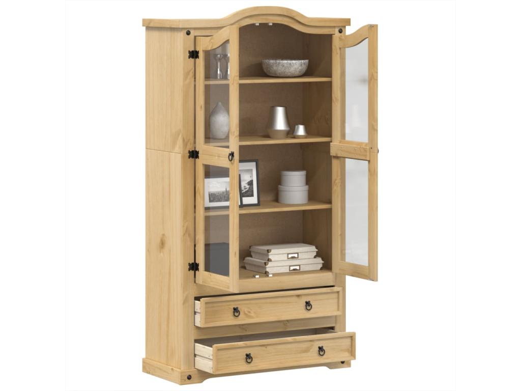 Armario con vitrina Homelyvo madera maciza pino 99x43x187 cm