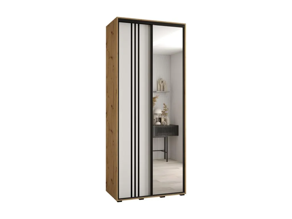 ARMARIO Alkifurniturees 7 DE PUERTAS CORREDERAS 235.2/110/45 2 puertas (Artisan/Blanco/Negro) 62447YZOO
