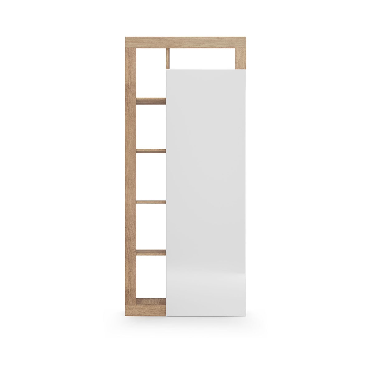 Armario de almacenamiento con 2 puertas y espejo - H210 cm - Blanco dx4289j9