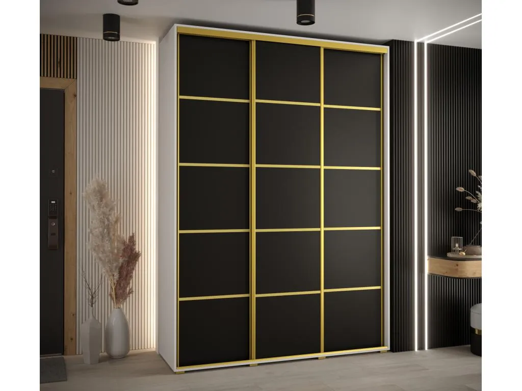 ARMARIO Sancaldeco 4 DE PUERTAS CORREDERAS 235.2/180/60 3 puertas (Blanco/Negro/Oro) 45880UZJR