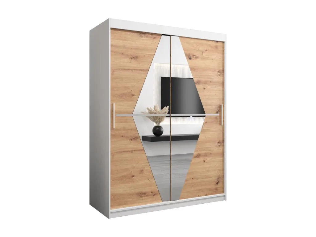 Armario Lluesmamuebles de puertas correderas 200/150/62 2 puertas (blanco/artisan)