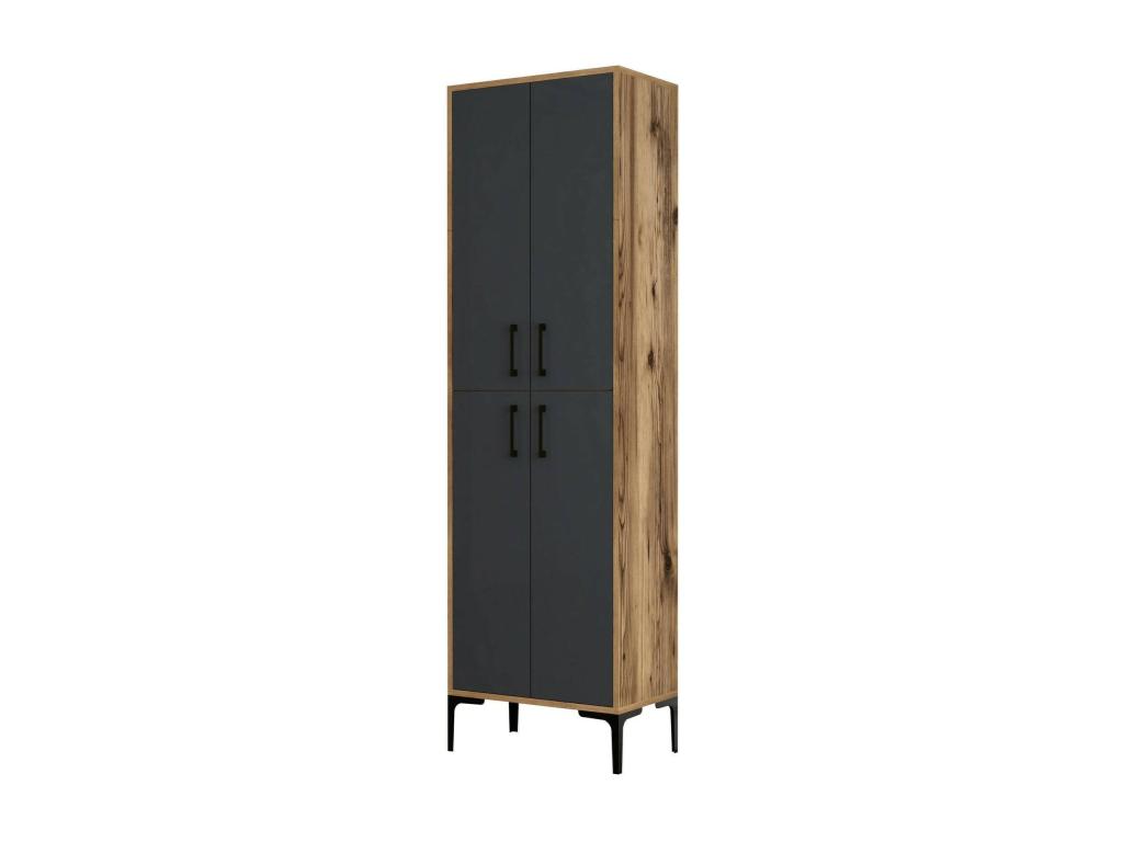 Gran armario multiusos Confortzx - Muebles multifuncionales - Zapatero - Armario para zapatos - 60x35h200 cm - Nogal y Antracita