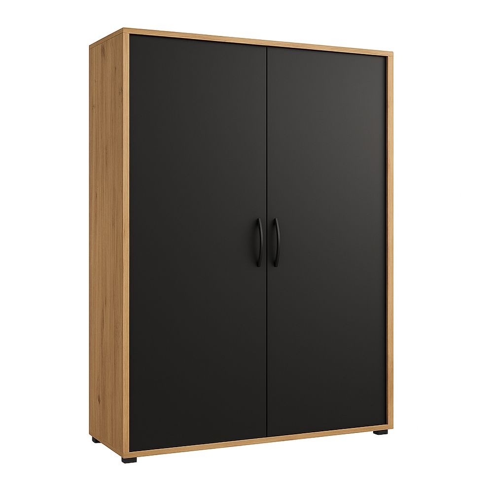 Armario de Madera 180x120x50 Negro Roble Sala Dormitorio