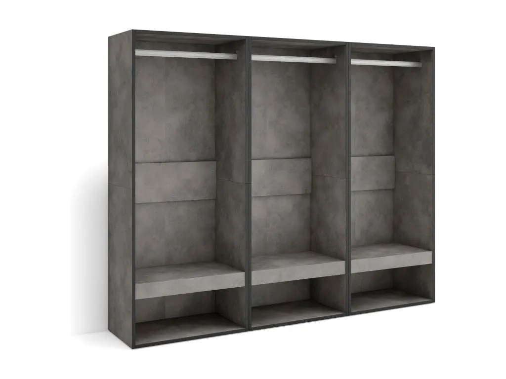 Vestidor abierto 180x35x145 cm Dormitorio habitación Armario perchero Cemento WGED22425