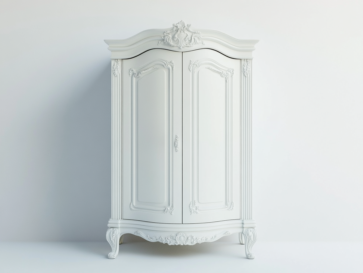 Armario de madera blanca estilo clásico para dormitorio 180x100x60 cm