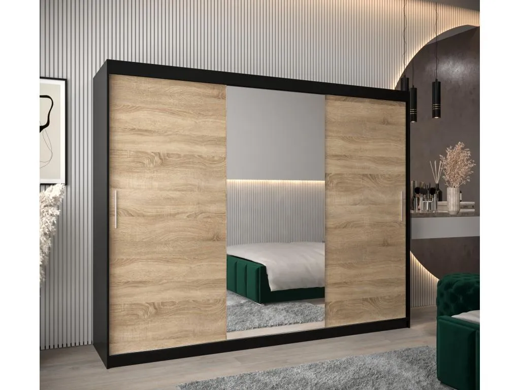 Armario Boverdeco 1 de puertas correderas 200/250/62 3 puertas (negro/Boverdeco)