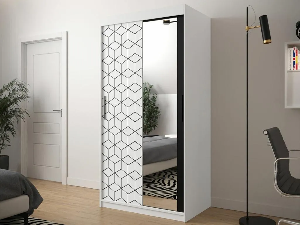 Armario Jmmhogar 286 Negro | Blanco 200x100x62cm Puertas de armario - Correderas