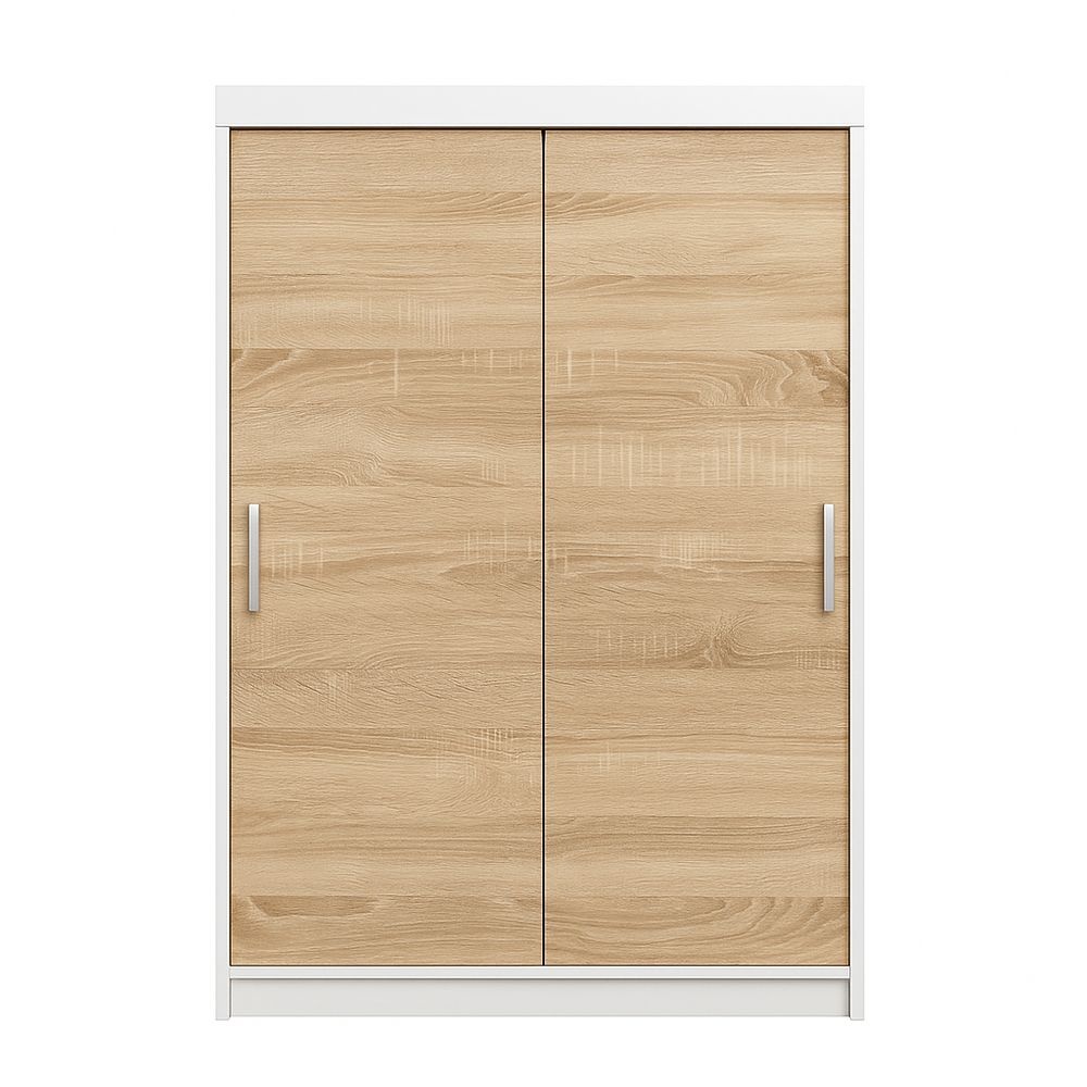 Armario Dormitorio Puertas Correderas Madera 180x200 cm Roble/Blanco