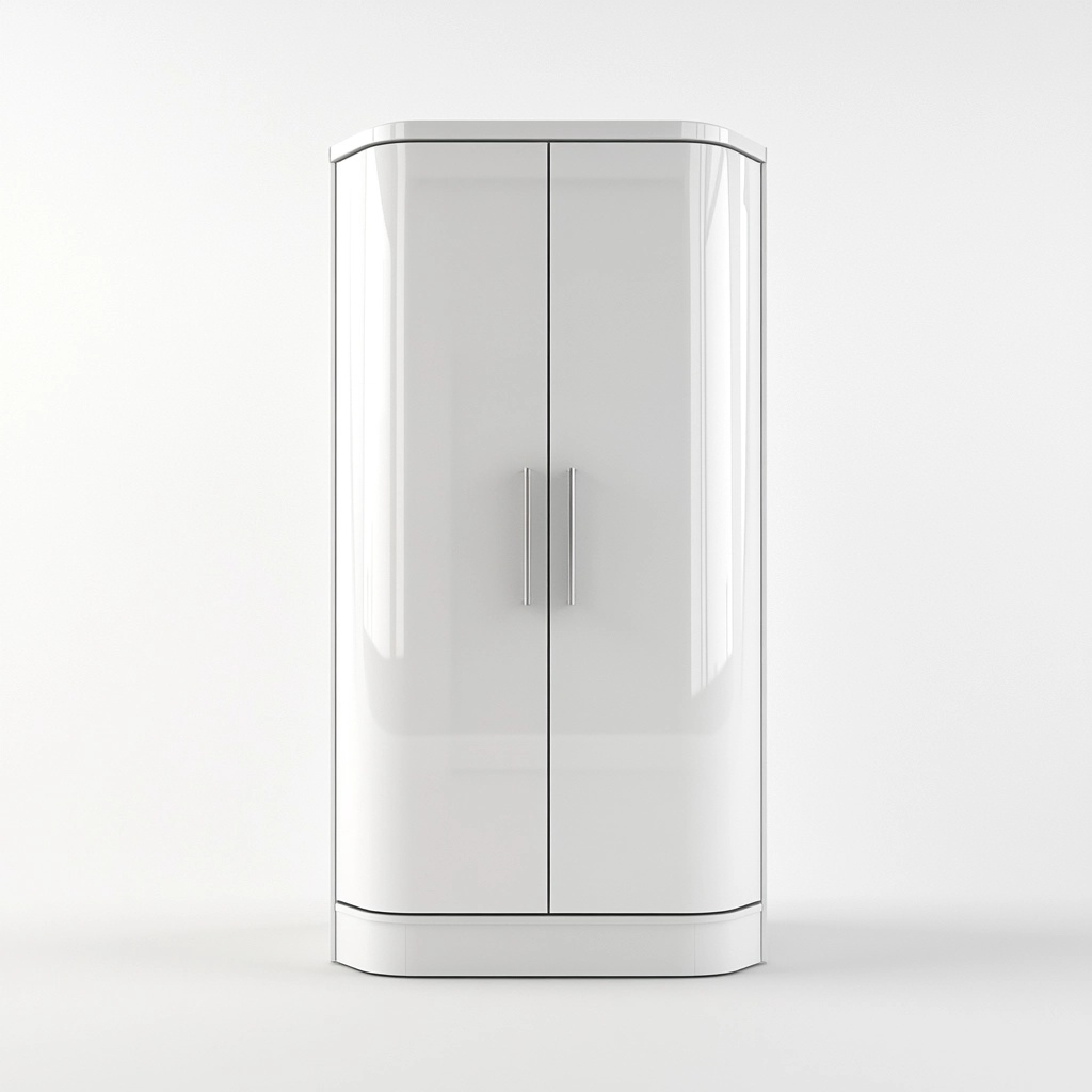 Armario moderno de dormitorio acabado blanco alto brillo puertas dobles de MDF funcional 200x100x55cm IL6446802