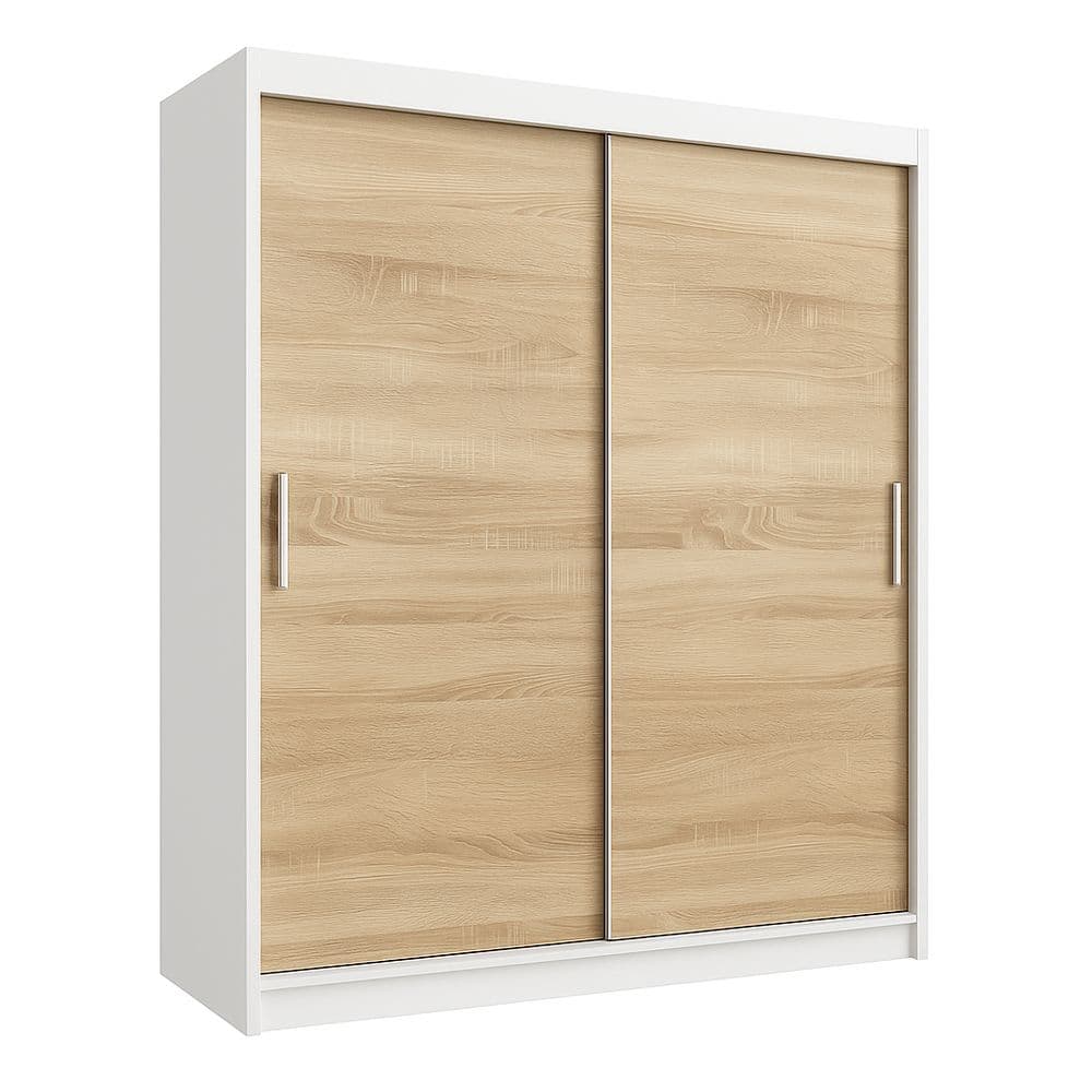 Armario Puertas Correderas Rectangular MDF/Contrachapado Blanco/Roble 120x200x60 cm