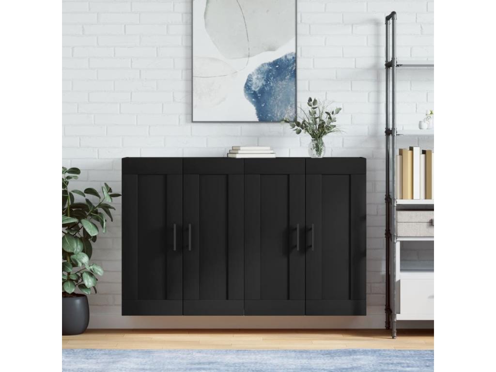 Armarios de pared 2 unidades madera de ingeniería negro