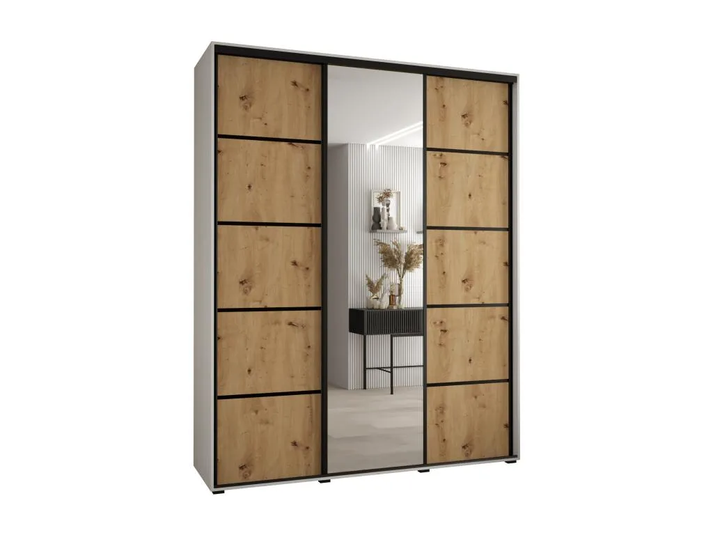 Armario Biocasahogar 5 puertas correderas 235.2/200/60 cm (blanco/artisan/negro) ZR1992268