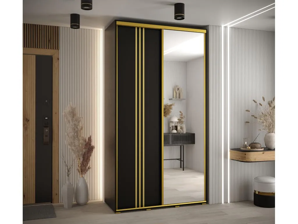 ARMARIO Mueblestop 7 DE PUERTAS CORREDERAS 235.2/140/60 2 puertas (Negro/Negro/Oro) 21881NIVT