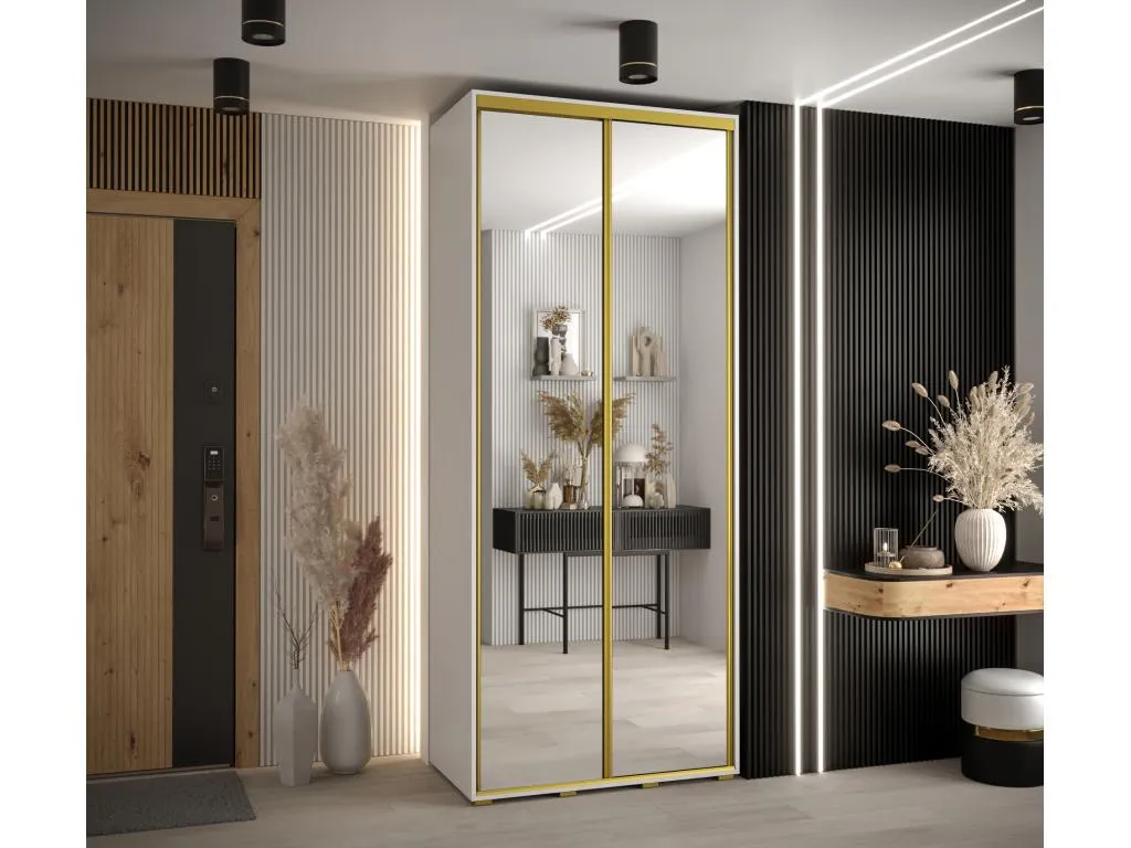 ARMARIO Jmmhogar 2 DE PUERTAS CORREDERAS 235.2/120/60 2 puertas (Blanco/Blanco/Oro)