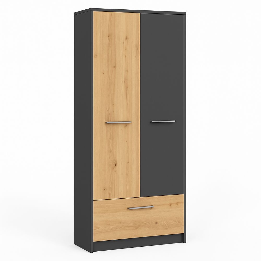 Armario Ropero Madera Grafito 190x90 cm Moderno Salón Dormitorio