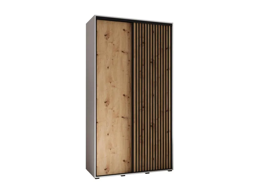 Armario Moderno Lluesmahome de 2 Puertas Correderas, diseño blanco y artisan, 205.2/130/45 cm.  BU0051103
