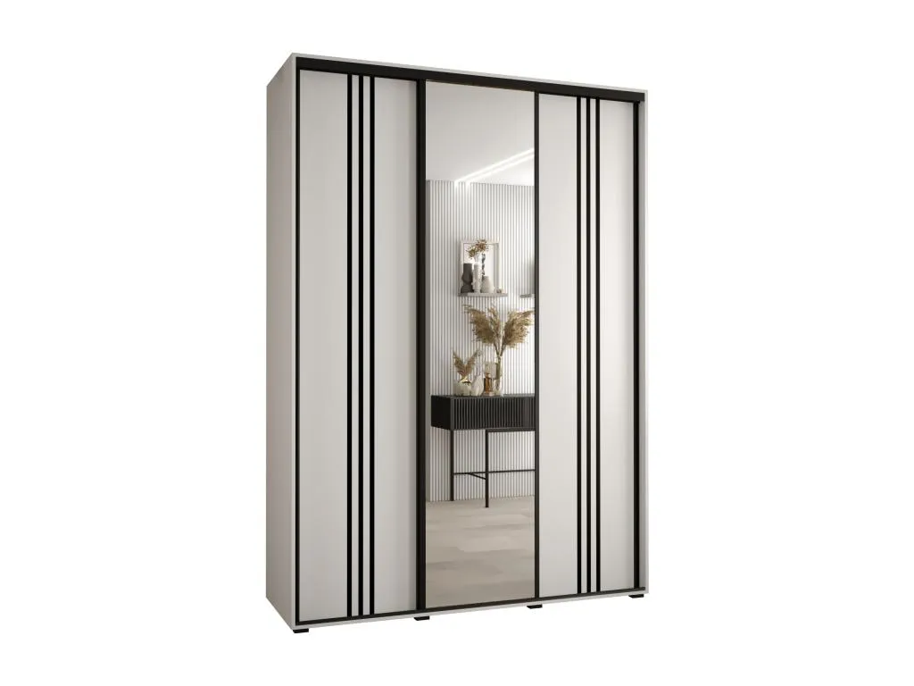 Armario Biocasahogar de 7 puertas correderas 235.2x170x60 cm blanco/negro WF4366720