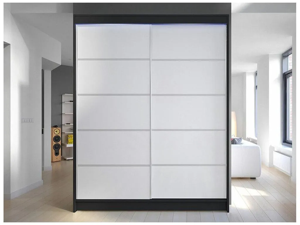 Armario Jmmhogar 145 Blanco | Negro 200x150x58cm Puertas de armario - Correderas