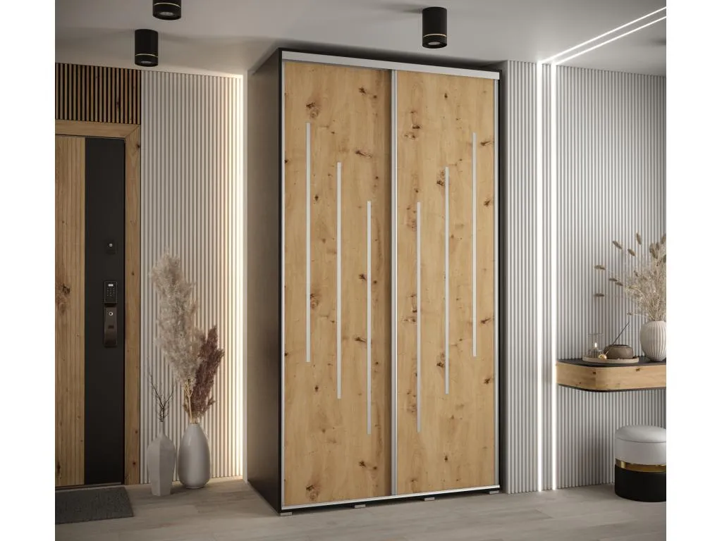 ARMARIO Mueblesclasic 8 DE PUERTAS CORREDERAS 235.2/140/45 2 puertas (Negro/Artisan/Plata)