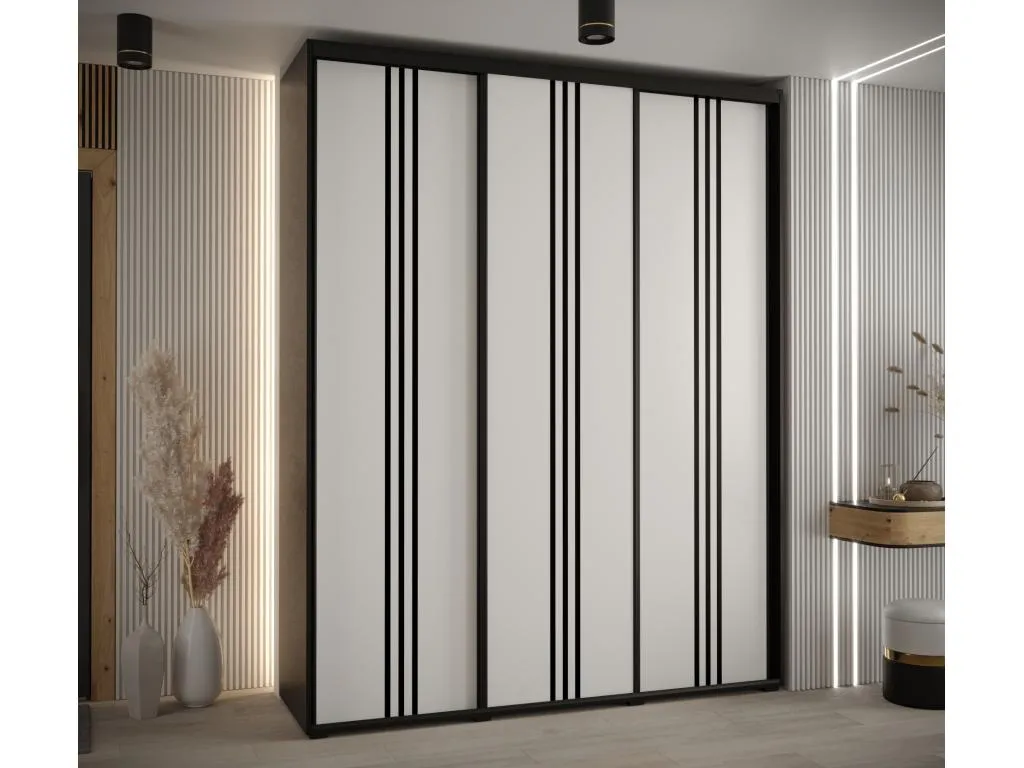 ARMARIO Alkifurniturees 6 DE PUERTAS CORREDERAS 235.2/190/60 3 puertas (Negro/Blanco/Negro) 01995VBCK