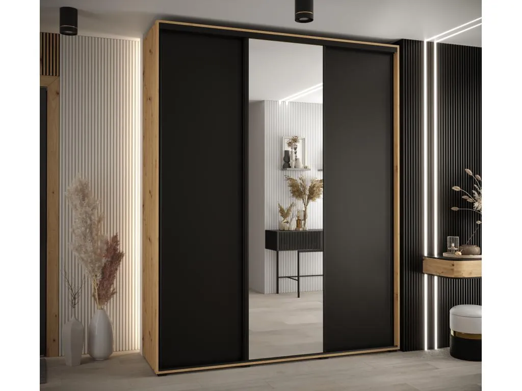 ARMARIO Hogarve 3 DE PUERTAS CORREDERAS 235.2/200/45 3 puertas (Artisan/Negro/Negro) ptpk25176