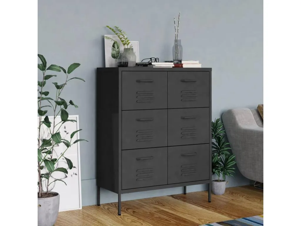 Armario de almacenamiento gris antracita 80x35x101.5 cm acero 96045YVAA