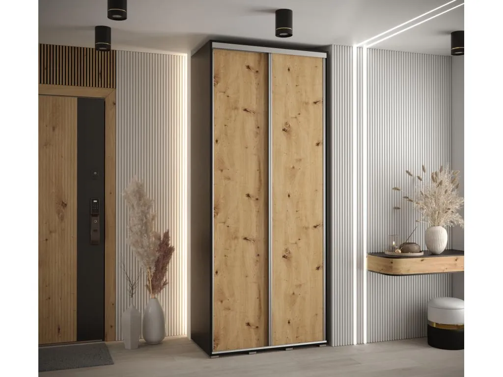 ARMARIO Hogarsens 1 DE PUERTAS CORREDERAS 235.2/110/60 2 puertas (Negro/Artisan/Plata)
