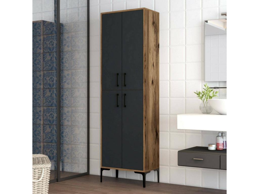 Gran armario multiusos Confortzx - Muebles multifuncionales - Zapatero - Armario para zapatos - 60x35h200 cm - Nogal y Antracita
